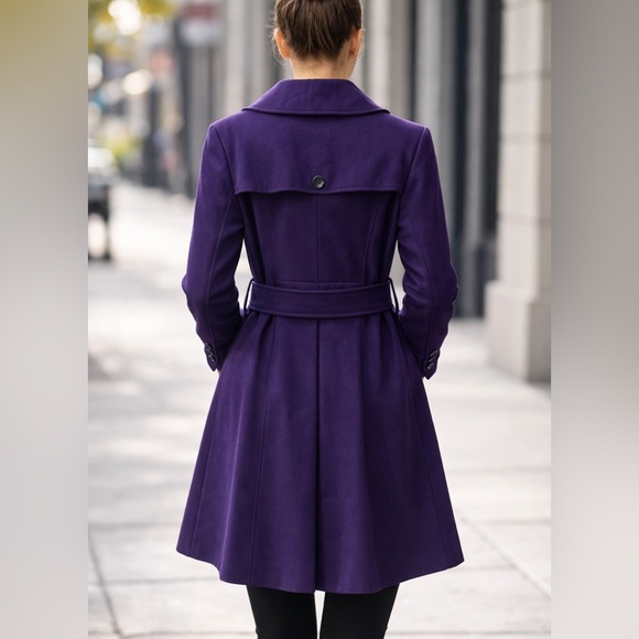 New York & Company Rich Purple Pea Coat - Picture 2 of 6